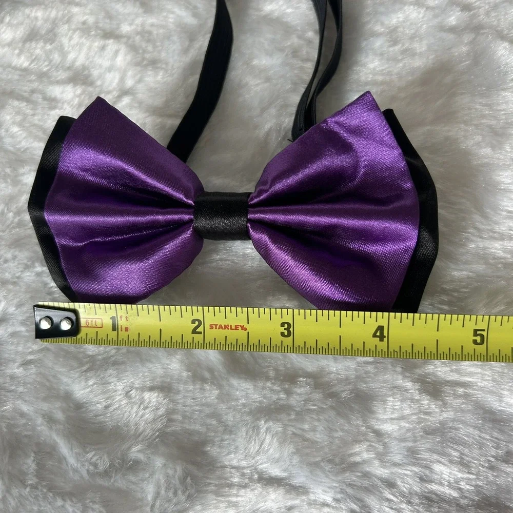 Lot of 3 Purple Adjustable Strap Dog Show Cat Bow Tie Pet Collars